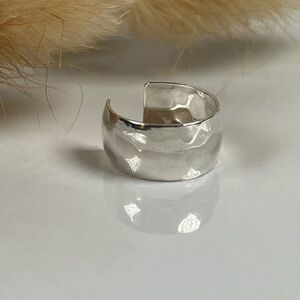 Solid Sterling Silver Hammered Domed Ear Cuff